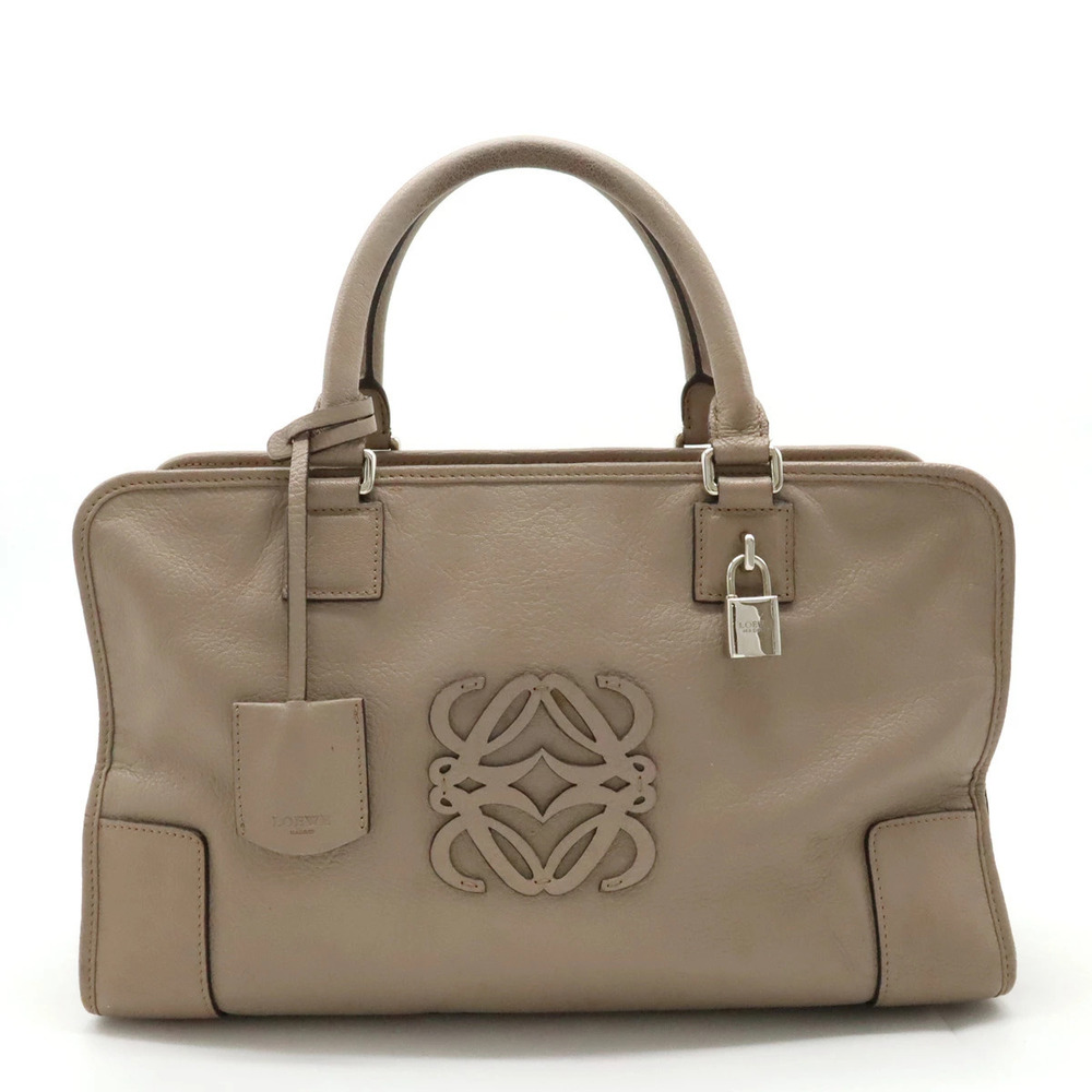 Loewe Anagram Amazona Handbag Boston Leather Beige Cream
